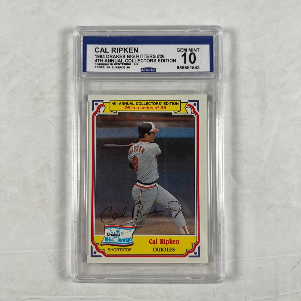 1984 Drakes Big Hitters Cal Ripken Jr #26 Orioles CCG 10 Gem Mint Baseball Card
